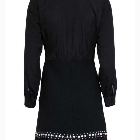 Sandro - Black Long Sleeve Embellished Dress w/ Ruffles - Picture 3 of 6